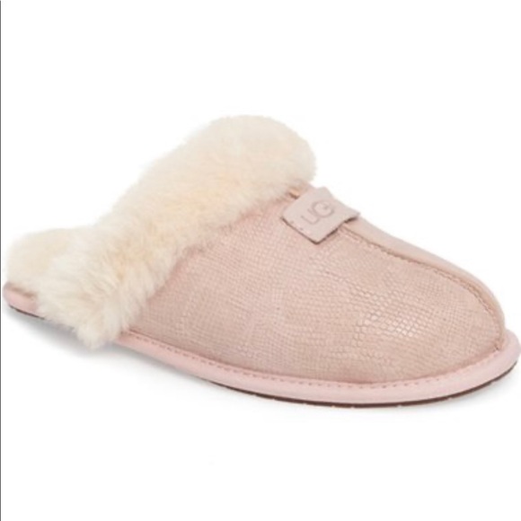 UGG Scuffette II Snake Embossed Shearling Slippers Quartz Pink NEW SOLD OUT Sz 8 - Picture 11 of 11